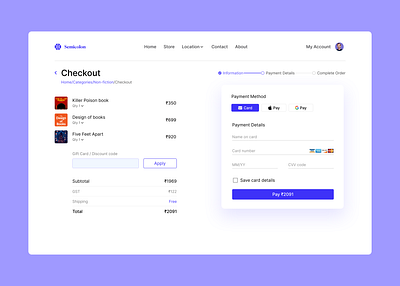 Book Store Checkout Page branding figma graphic design logo mobile design product design ui uiux ux design wordpress