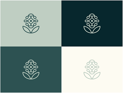 Flower Logo Options brand brand identity branding calm combination dark green flower flower logo flowers green light green logo logo design logo designer logos mindful simple simple flower symbol visual identity