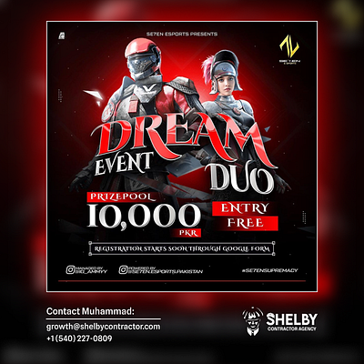 Dream Duo PUBGM Tournament Poster for Se7en Esports branding design esports gaming graphic design illustration logo photoshop poster