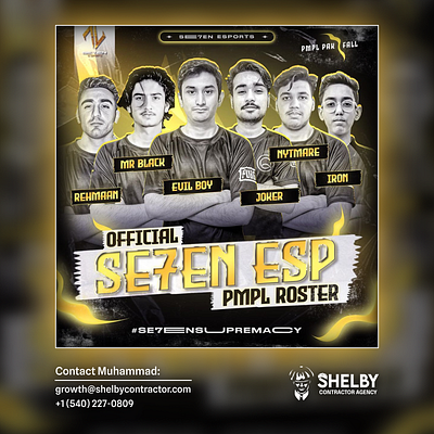 PMPL Roster for Se7en Esports branding design esports gaming graphic design illustration logo photoshop poster