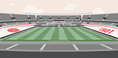 River Plate Stadium design flat football futbol illustration ilustracion inside monumental riverplate soccer stadium