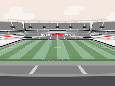 River Plate Stadium design flat football futbol illustration ilustracion inside monumental riverplate soccer stadium