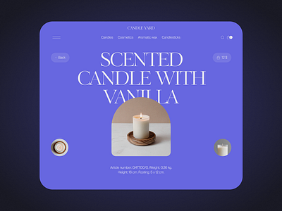 Candle Yard | Product card aromatic branding candles scented candle ui ux web design