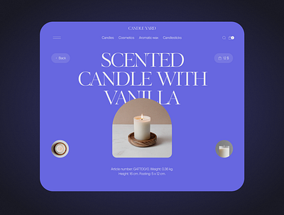 Candle Yard | Product card aromatic branding candles scented candle ui ux web design