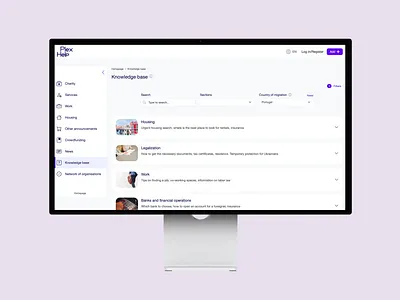 Knowledge base | Content structure accordion design content design filter header menu minimal profile side bar ui ux