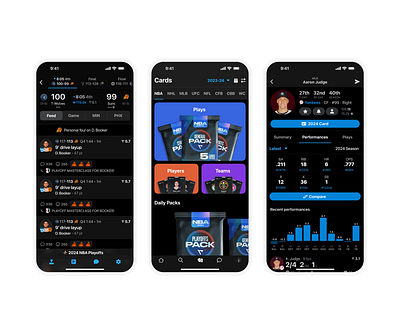 Sports Feed, Stats, and Collectibles app app design baseball basketball design feed football game hockey mlb nba nfl nhl points scores soccer sports stats ui ux