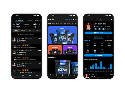 Sports Feed, Stats, and Collectibles app app design baseball basketball design feed football game hockey mlb nba nfl nhl points scores soccer sports stats ui ux