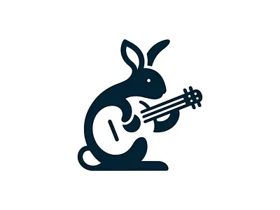 Rabbit Playing Guitar logo artistic branding design entertainment graphic design icon illustration logo typography ui unique. ux vector