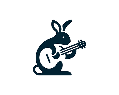 Rabbit Playing Guitar logo artistic branding design entertainment graphic design icon illustration logo typography ui unique. ux vector