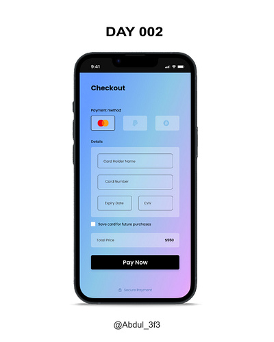 Daily UI Challenge Day 002 - Credit Card Checkout 100daysofui creditcardcheckout dailyui design designchallenge ui ux webdesign