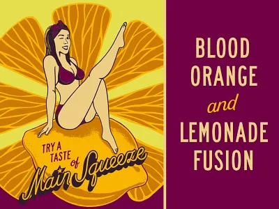 Try a Taste of Main Squeeze | Pin-Up Beverage Branding arkansas beer branding design flat hunter oden illustration lemonade lockup pinup pinup girl typography vintage