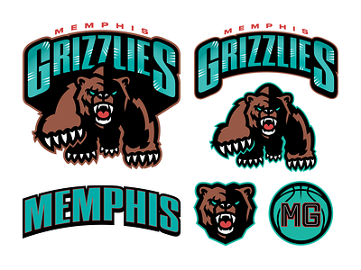 Memphis Grizzlies Design System Redesign branding design graphic design green grizzlies logo memphis red sports