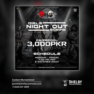 Girls NightOut Scrims Poster for Quantum Rage branding design esports gaming graphic design illustration logo photoshop poster