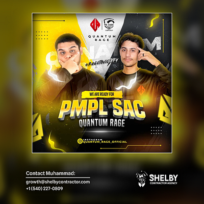 PMPL SAC Roster Ready Poster for Quantum Rage branding design esports gaming graphic design illustration logo photoshop poster