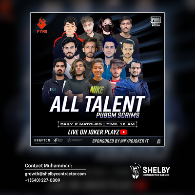 All Talent YouTubers Scrims Poster for Pyro Esports & JokerPlayz branding design esports gaming graphic design illustration logo photoshop poster