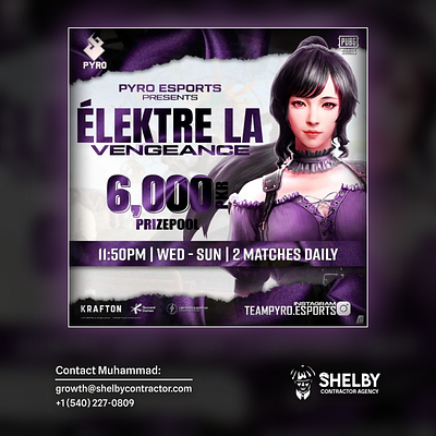 Elektre LA Vengeance Girls Event Poster for Pyro Esports branding design esports gaming graphic design illustration logo photoshop poster