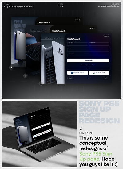 Sony PS5 Sign Up page redesign figma ps5 signup sony ui