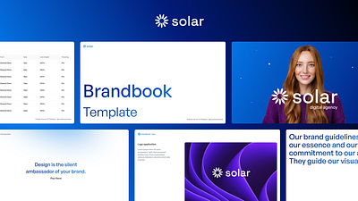 FREE - Solar Brandbook Template brand brand book brand template branding branding book branding guideline deck figma figma source file free logo logo template mockup presentation template