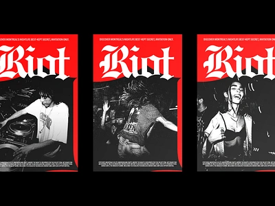 Riot Nightclub - Poster Set branding graphic design logo poster