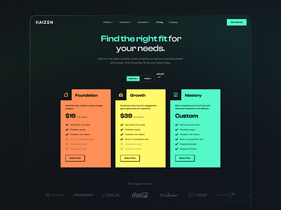 KAIZEN - Pricing Page 2024 desktop figma graphic design kaizen pricing trend ui uiux ux web web design website