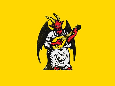 Pandemonium Pepper Hot Sauce Character Illustration branding character character design devil guitar hot sauce illustration product design satan vintage