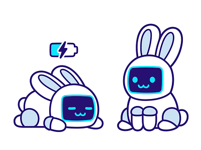 Robot Bunny battery bunny cartoon character charging cute drawing illustration kawaii rabbit robot simple vector