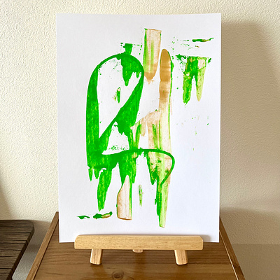 Green.gold abstract art contemporary design drawing illustration minimal painting