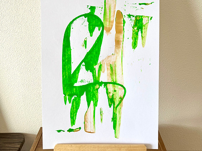 Green.gold abstract art contemporary design drawing illustration minimal painting