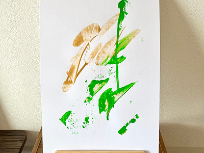 Green.gold abstract art contemporary design drawing illustration minimal painting