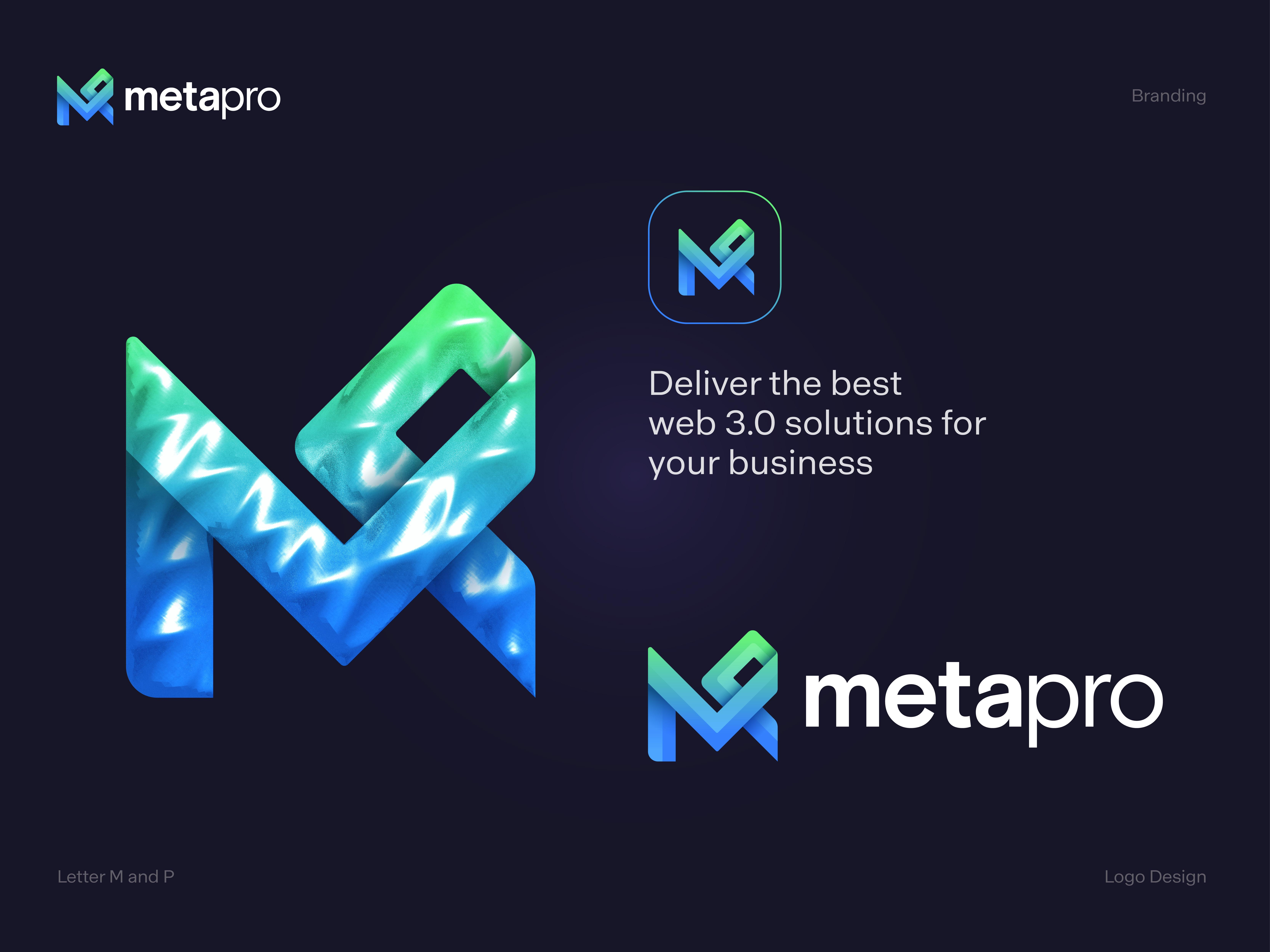 Metapro Logo Design brand brand identity branding icon identity letter logo letter m a p logo logo logo design logo designer logo mark logos logotype m and p logo modern logo monogram symbol tech logo web 3 agency logo web 3.0