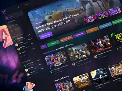 XtreamPlay: Where Gaming Meets Community app dark mode ui esport design game interface gaming gaming ui live streaming ui modern interface responsive design stream ui streamer dashboard streaming streaming platform ui design web design