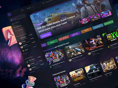 XtreamPlay: Where Gaming Meets Community app dark mode ui esport design game interface gaming gaming ui live streaming ui modern interface responsive design stream ui streamer dashboard streaming streaming platform ui design web design