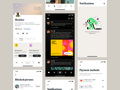 Social Media Mobile App app clean community dark design group minimal minimalist mobile network product design social media ui ux