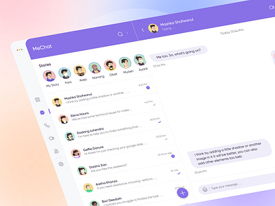 Mechat - Messenger Dashboard Design chat dashboard clean design dribbble illustration messenger dashboard purple ui ui design uiux user experience user interface ux ux design