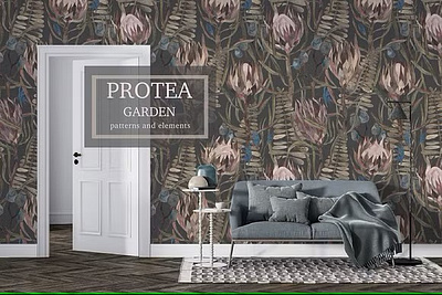 Pattern "PROTEA GARDEN" 3d app branding design graphic design illustration logo ui ux vector