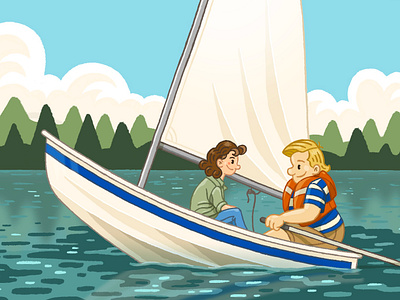 Tommy Boy character chris farley clouds comedy fan art illustration lake landscape movie procreate romance sailboat water