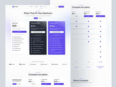 Pricing page -Saas HR Landing Page 🧩 clean compare design hr inner page landing page minimalist price pricing card pricing compare pricing page pricing plan pricing section pricing website saas pricing saas website service ui ux web design