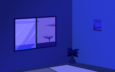 Midnight View of Room abstract digitalart illustration minimal night realistic room subtle