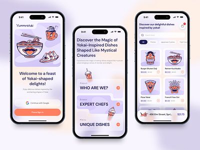 Yummyokai - Mobile App Concept app application concept delivery dishes food japan japanese mobile mobileapp order restaurant ui uxui