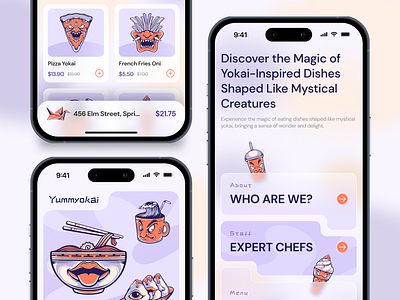Yummyokai - Mobile App Concept app application concept delivery dishes food japan japanese mobile mobileapp order restaurant ui uxui