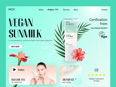 Vegan Sun Milk by M.O.I web design cosmetic sunscreen ui web design