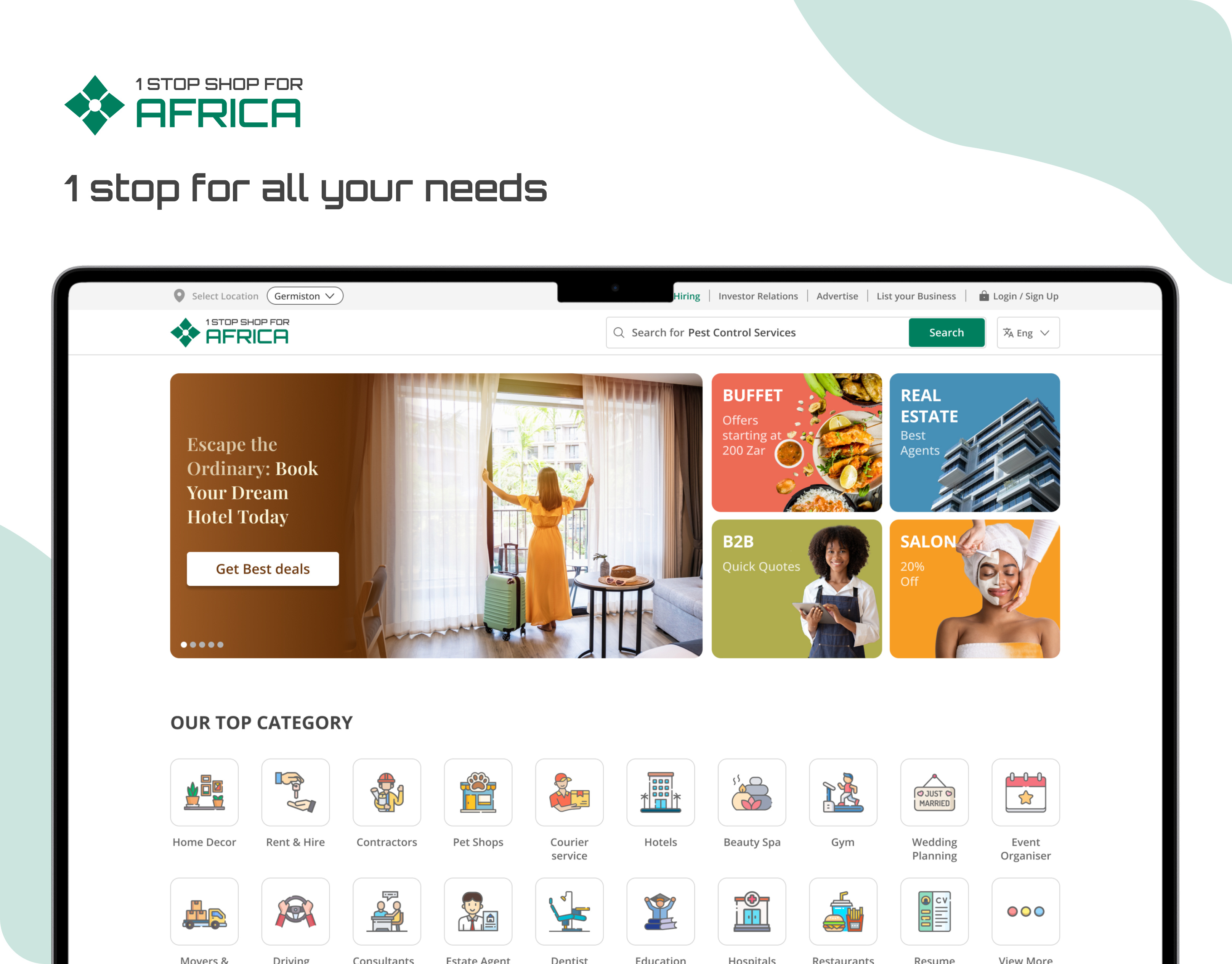 1 Stop for Africa: B2B & B2C Hub africa africanmarket b2b b2c branding businesssolutions consumergoods convenience digitalmarketplace ecommerce innovation logo marketplace onlineshopping seamlessexperience techforgood ui unifiedplatform