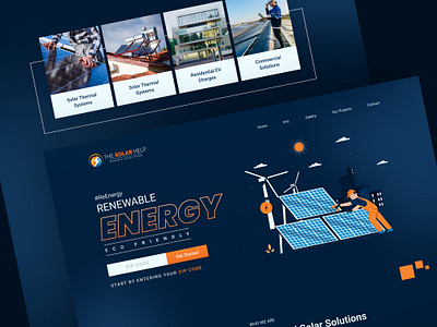 UI Design for a Solar Energy Website "The Solar Help"(Dark mode) branding design figma graphic design ui ux web design