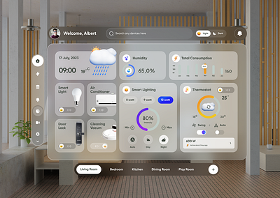 Smart Home Special UI Design apple design apple vision pro apple vision ui design landing page smart home smart home ui spatial ui spatial ui design ui uiux virtual reality vision os vision pro visionos vr web design webdesign website website design