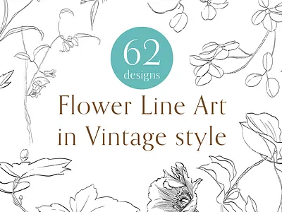 Flower line art in vintage style. banner branding design floral flower flowerart illustration japanese lineart nature pattern sketch vector