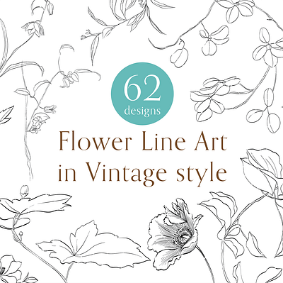 Flower line art in vintage style. banner branding design floral flower flowerart illustration japanese lineart nature pattern sketch vector