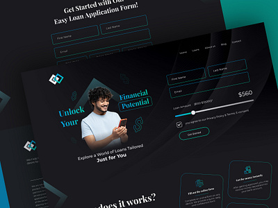 Dark mode loan web app experience 🖤 figma graphic design loan app photoshop ui ux web design