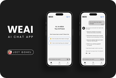 WEAI - AI CHAT APP app appdesign design figma figmadesign ui uidesign uiux userexperience userinterface ux uxdesign uxui