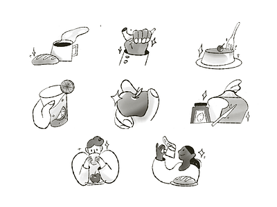 Illustration Breakfasts Set 🍞 breakfast handdrawn illustration illustrationset people