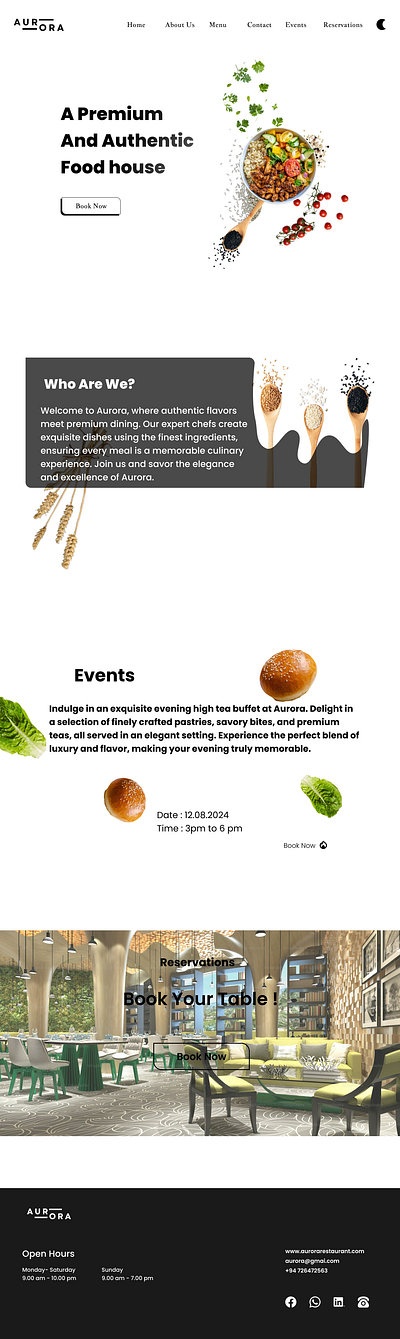 UI design for a restaurant web design figma prototype ui webdesign